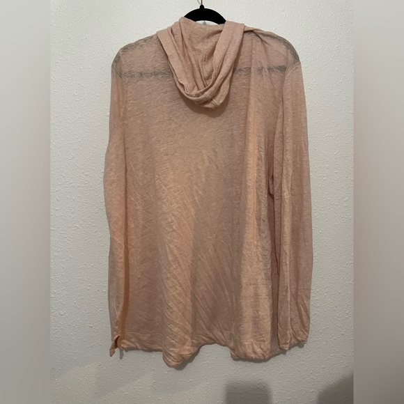 Tahari 100% linen 3X Long Sleeve Open Cardigan hooded dusty rose Gorgeous - Picture 6 of 7